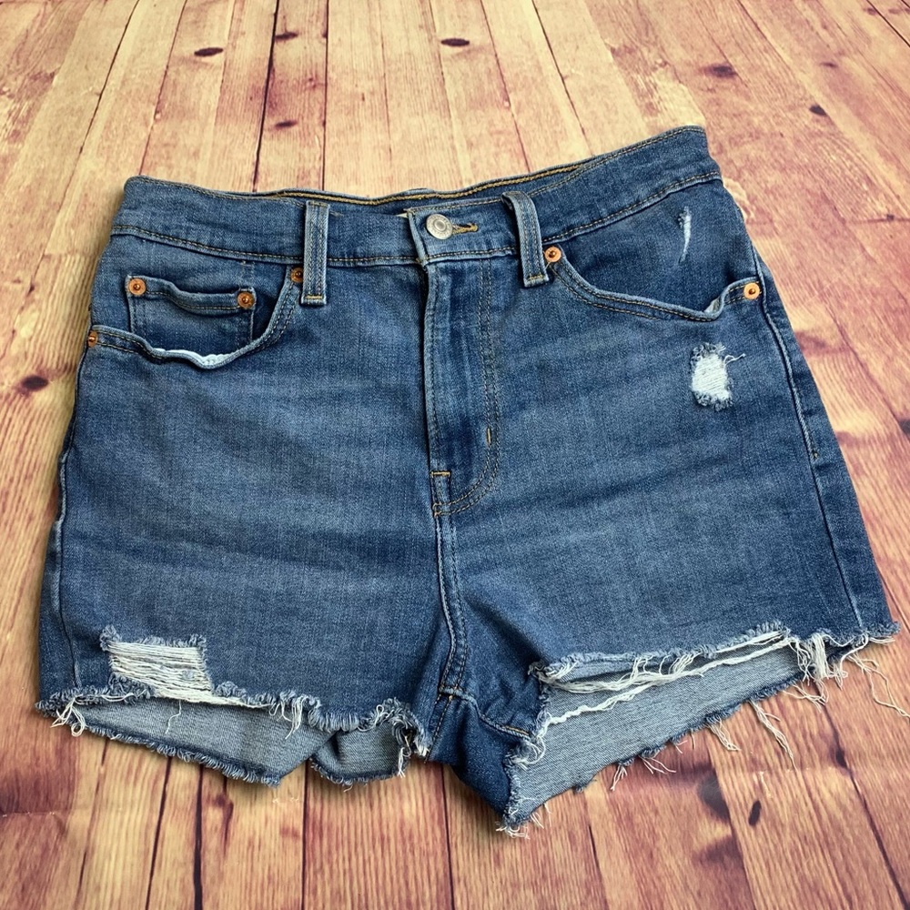 💵Levi’s High Rise Distressed Denim Short Size 29 - Picture 2 of 12